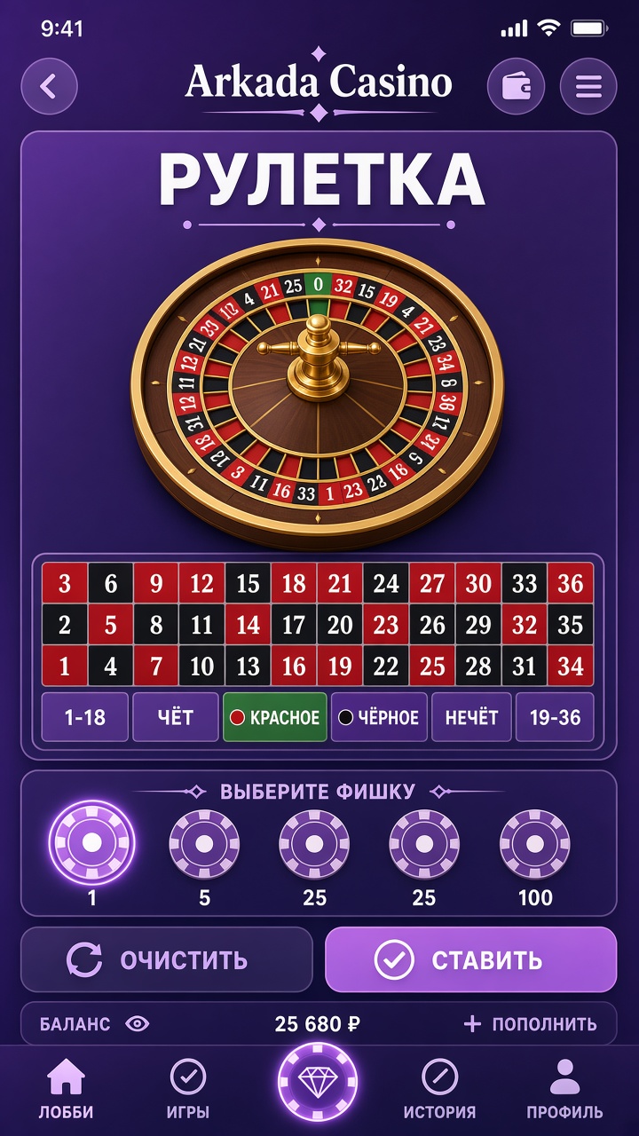 Скачать Arkada Casino на iOS — рулетка