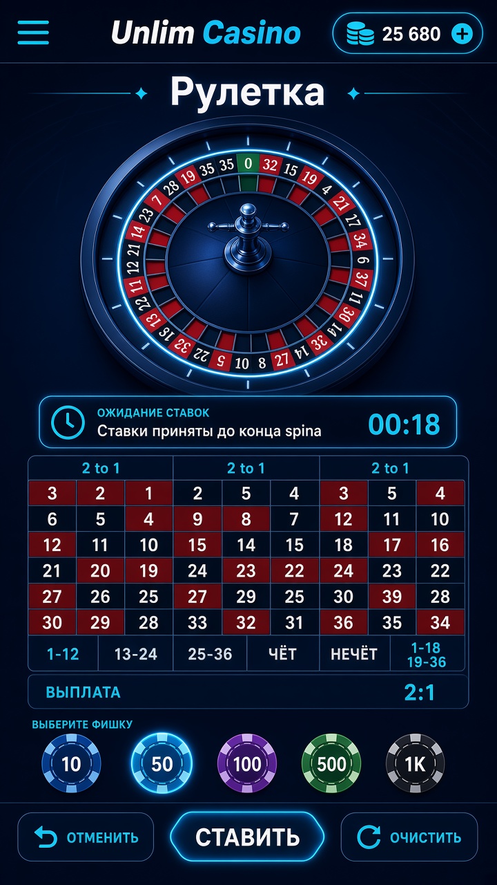 Скачать Unlim Casino на iOS — рулетка